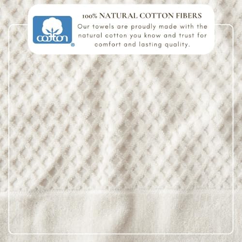 Great Bay Home Bath Towels - 100% Cotton 6 Piece Bath Sheet Set - Diamond Waffle Weave - Absorbent, Durable, Quick-Dry Towels for Bathroom (Ivory)