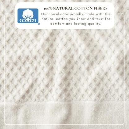 Great Bay Home Bath Towels - 100% Cotton 6 Piece Bath Sheet Set - Diamond Waffle Weave - Absorbent, Durable, Quick-Dry Towels for Bathroom (Ivory)