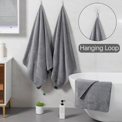 Hailea Grey Hand Towels Set 16x31 Inches,Soft Microfibers Bathroom Towel Set 2 Pack,Highly Absorbent Quick Dry Luxury Towel Hotel Spa Gym Hand Towel Collection for Bathroom