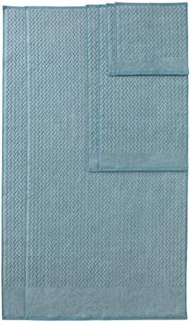 Texere 100% Organic Cotton Jacquard 650 GSM Premium Bath Towel Sets - Extra Absorbent Quick Dry and Plush, 2 Large Bath Towels, 2 Hand Towels, 2 Washcloths (Cable, Smoke Blue, 6 Piece)