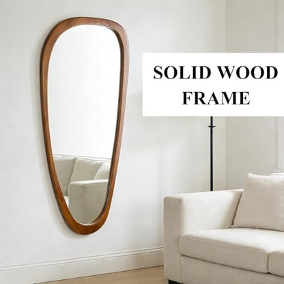 Irregular Asymmetrical Wall Mirror Full Length, 48"x22" Wooden Framed