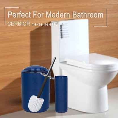CERBIOR Bathroom Accessories Set 6 Piece Spiral Pattern Bath Ensemble,Blue