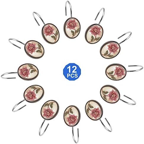 Zahari Home Larrisa Shower Hooks Set - Curtain Rings with Unique Design - 12 Resin Hooks for Customizing Your Shower Space