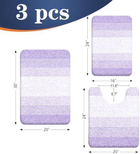 OLANLY Microfiber Bathroom Rugs Sets 3 Piece, 30"x20"+24"x16"+24"x20"