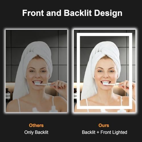 32x24 LED Bathroom Mirror with Lights, Lighted Vanity Mirror for Wall