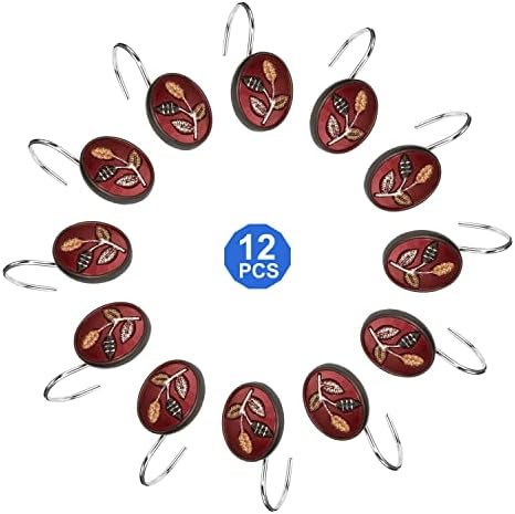 Zahari Home Aubury Shower Hooks Set - Rust-Proof Curtain Rings with Unique Design - 12 Resin Hooks for Customizing Your Shower Space