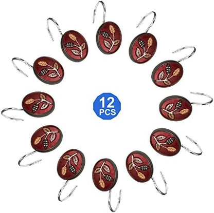 Zahari Home Aubury Shower Hooks Set - Rust-Proof Curtain Rings with Unique Design - 12 Resin Hooks for Customizing Your Shower Space
