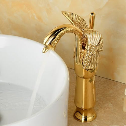Vintage Brass Bathroom Faucet Retro Hot & Cold Water Sink Mixer Tap Gold Finish Design Easy Installation - Perfect for Classic Home Décor