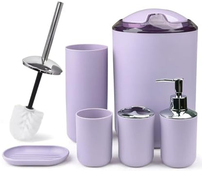 CERBIOR Bathroom Accessories Set 6 Piece Bath Ensemble,Purple