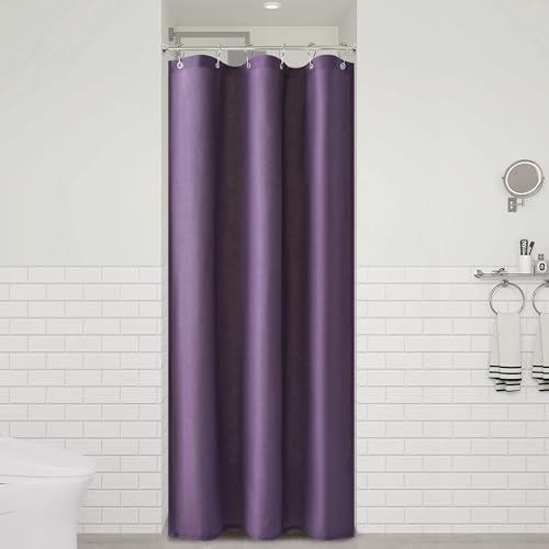 Naturoom Linen Shower Curtain 36x72 Inch for Bathroom Purple 1 Panel