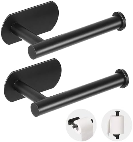 JOPOFI Self Adhesive Toilet Paper Holder - Matte Black（2 Pcs）