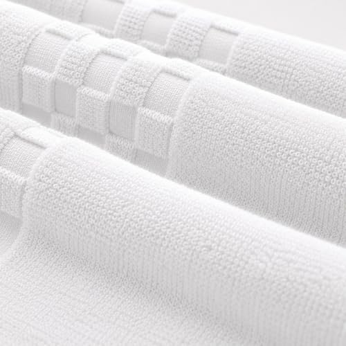 Feather & Stitch 100% Cotton 625 GSM Bath Towel Set of 6, Ultra Soft Highly Absorbent 2 Bath Towels, 2 Hand Towels & 2 Washcloth - Luxury Quick Dry Shower Towels (White)