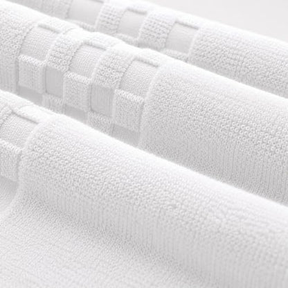 Feather & Stitch 100% Cotton 625 GSM Bath Towel Set of 6, Ultra Soft Highly Absorbent 2 Bath Towels, 2 Hand Towels & 2 Washcloth - Luxury Quick Dry Shower Towels (White)
