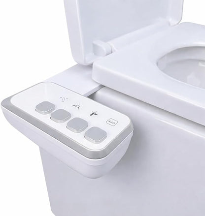 Bidet Attachment – Non-Electric Fresh Water Toilet Bidet with One-Touch Start/Stop Cleaning, Adjustable Water Pressure, Self-Cleaning Front & Rear Nozzles, 5-Min Easy Installation (White)
