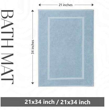 HILLFAIR 900 GSM 100% Cotton Floor Towels - 2 Piece Towels Set - Ocean Blue
