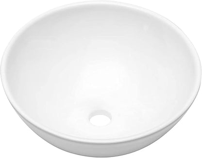 Mocoloo Oval Vessel Sink - 13'' x 13'' Bathroom Sink Countertop Oval Shape Small Ceramic Bathroom Sinks Above Counter White Porcelain Art Basin