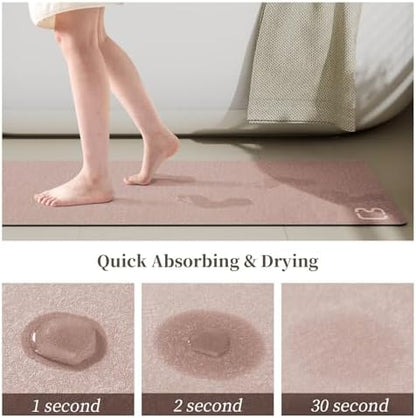 Bathroom Rugs and Mats Set 2 Piece Diatomaceous Earth Bath Mat,Blush Pink