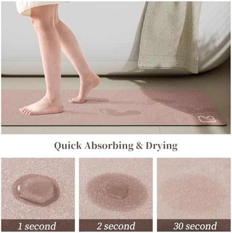 RUERYA Blush Pink Bathroom Rugs Stone Bath Mats for Bathroom,15.7"x23.6"