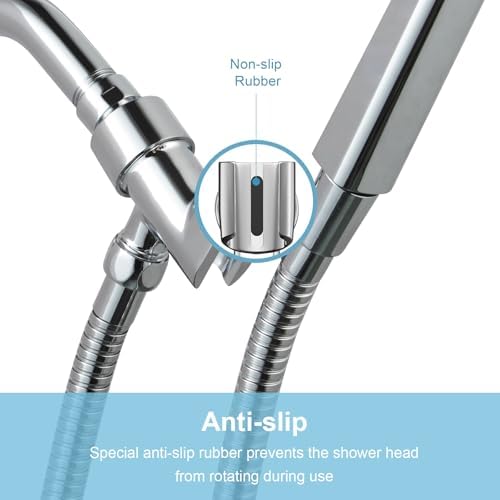 OFFO Shower Head Holder with Solid Metal Ball Joint for Handheld Shower Head, Adjustable Shower Arm Mount for Connecting Shower Arm and Shower Hose, 1/2 in IPS Female Inlet and Male Outlet, Chrome
