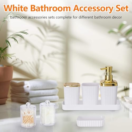9 PCS White Bathroom Accessories Set with Trash Can Bathroom Accessory