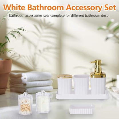 9 PCS White Bathroom Accessories Set with Trash Can Bathroom Accessory