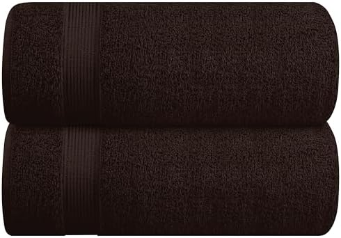 Belizzi Home Cotton 2 Pack Oversized Bath Sheet 35x70, Large Bath Sheet, Ultra Soft, Absorbent, Compact, Eco-Friendly, Recyclable, Quick Drying and Lightweight Towel - Chocolate Brown