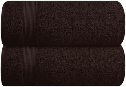 Belizzi Home Cotton 2 Pack Oversized Bath Sheet 35x70, Large Bath Sheet, Ultra Soft, Absorbent, Compact, Eco-Friendly, Recyclable, Quick Drying and Lightweight Towel - Chocolate Brown