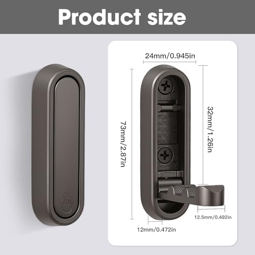 Dntorx Folding Wall Hooks, 2 Pack, Grey, Zinc Alloy, Heavy Duty Coat Hooks