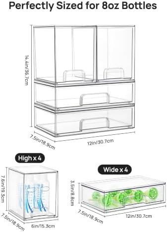 Vtopmart Clear Stackable Storage Drawers Set of 8, Plastic Organizer Bins
