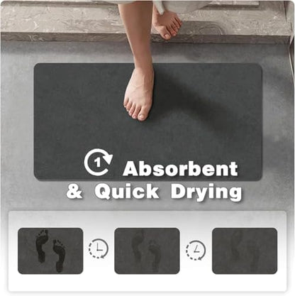 TYUU Thin Bath Mat, Small Bathroom Rugs Non Slip Washable, 16x24 Dark Grey