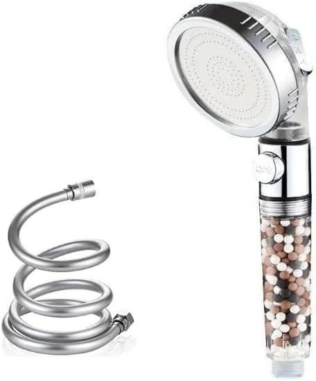 MineralStream Ionic Shower Head 2.0 + Hose | Ecowater Spa Showerheads for Dry Hair & Skin | 3 Settings High Pressure Water Saving Showerhead with Filter Beads