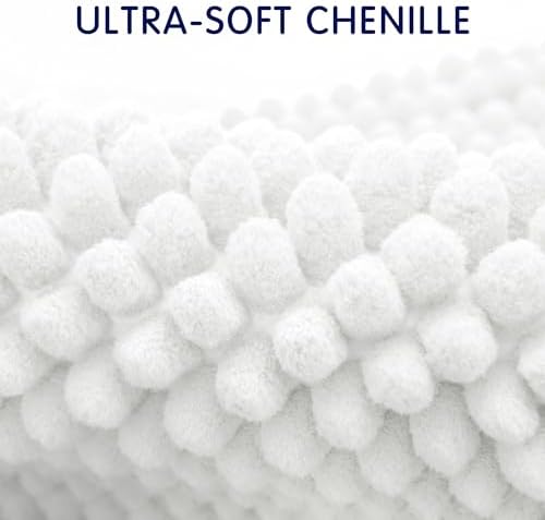 SUBRTEX Bathroom Rugs, 24" x 55" Chenille Bath Rug Soft Short Plush Bath Mat Soft Shower Mat Water Absorbent Shower Mat Quick Dry Machine Washable, White