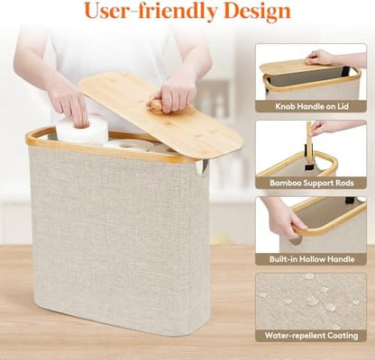 Lifewit Toilet Paper Storage Holder, Extra Large Stand Basket, 30L, Beige