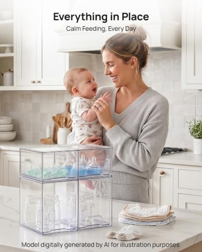 Vtopmart Clear Stackable Storage Drawers Set of 8, Plastic Organizer Bins