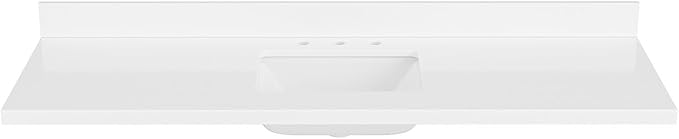 ARIEL 67 inch Bathroom Vanity top with Sink, 1.5 Inch Thick Miter Edge White Quartz top, Rectangle Single Porcelain Sink, Includes Backsplash