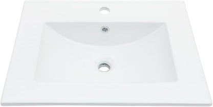 Sarlai 24 Inch Bathroom Vanity Sink Tops - White Drop In Bathroom Sink Ceramic Topmount Rectangular Vanity Top with Overflow