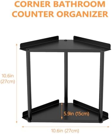 FLE Corner Bathroom Counter Organizer, Bathroom Organizer Countertop Black