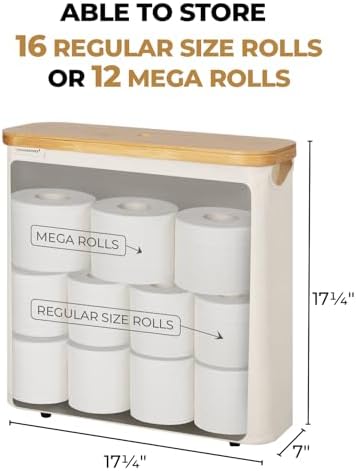 StorageWorks Toilet Paper Storage Basket with Bamboo Lid & Window