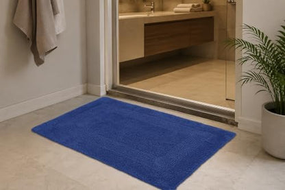 COTTON CRAFT Bath Rugs - 2 Pack Large 20x30 Soft Plush Bath Mats - Blue