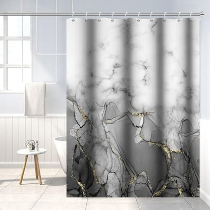 Gray Marble RV Stall Waterproof Shower Curtain 60x72 inches