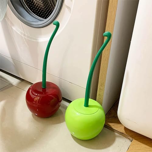 Cherry Toilet Brush and Holder, Cute Red Cherry Toilet Bowl Brush