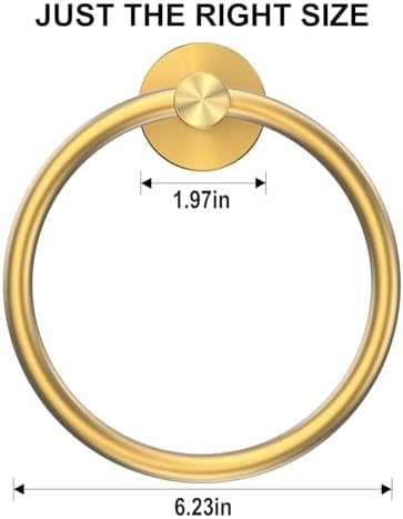 SetSail Towel Holder Screw-in Brushed Gold Towel Ring for Bathroom Wall