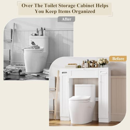 Keyluv Short Over the Toilet Storage Cabinet with Doors for Small Bathroom