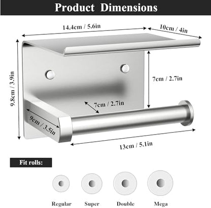 Toilet Paper Holder with Shelf Wall Mounted Toilet Paper Roll Dispenser