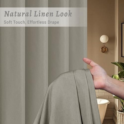 WONICY No Hook Shower Curtain with Snap-in Liner, Grey, 71 x 77 Inch