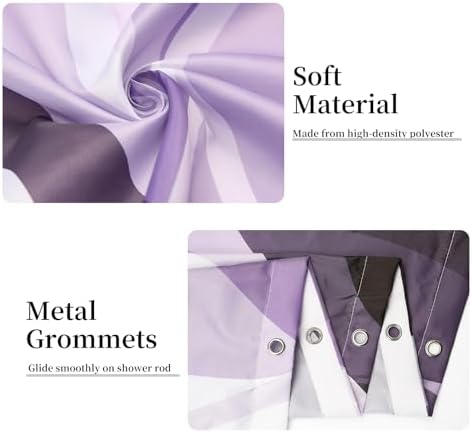 Purple Striped Shower Curtain Extra Wide 108x72 inch 18 Hooks