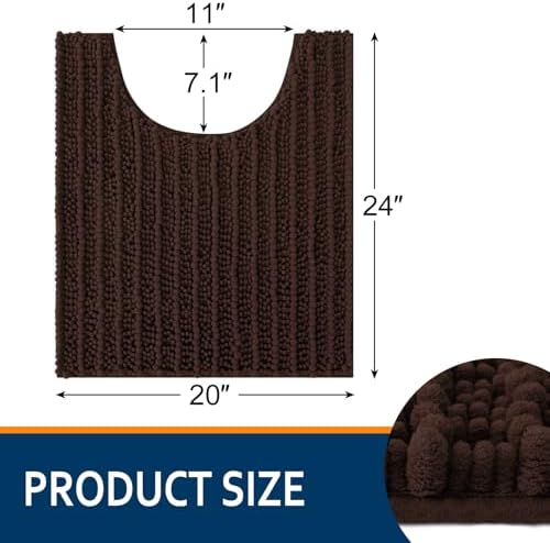 Smiry Bathroom Toilet Rugs U Shaped 24X20, Chenille Bath mats for Toilet
