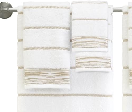 Nicole Miller - Towel Set, Heavyweight & Absorbent Jacquard Woven Cotton Towels, Set of 4, Dorm Room Essentials (Sydney Collection)