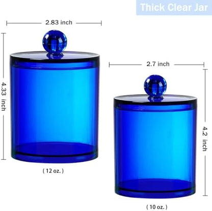 SheeChung 6 Pack Qtip Holder, Blue Acrylic Apothecary Jars for Bathroom