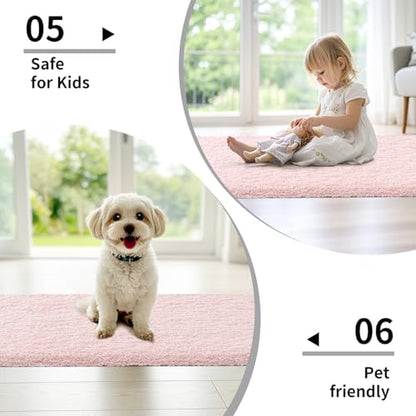 Disolla Bathroom Runner Rug 24x70 Non Slip Fluffy Long Bath Mat for Bathroom Floor Washable Plush Luxury Bath Rug for Tub Absorbent Shower Sink Mat Bedside Rug, Sakura Pink
